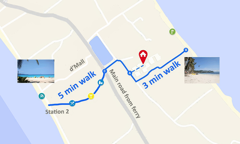 Scandi Apartment location map showing proximity to White Beach Boracay
